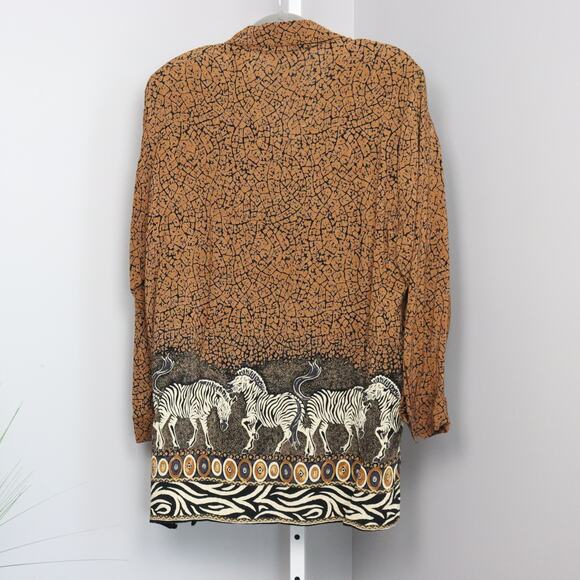 Vintage Mesmerize button up animal print blouse size 1X - Picture 2 of 7